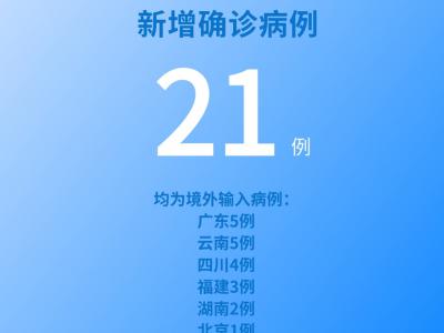 國家衛健委：6月27日新增新冠肺炎確診病例21例均為境外輸入病例