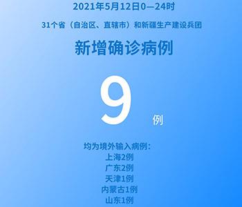 國家衛健委：5月12日新增新冠肺炎確診病例9例均為境外輸入病例